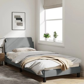 Giroletto con testiera grigio chiaro 90x200 cm in tessuto