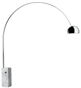 Flos Arco Led Lampada da pavimento 240 cm orientabile a luce diretta con asta regolabile in acciaio e Base in marmo bianco Carrara