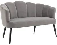 EASYCOMFORT Divano 2 Posti in Velluto con Gambe in Metallo e Schienale a Conchiglia, 132x66x80cm, Grigio