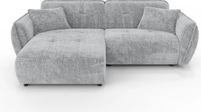 Divano angolare grigio chiaro (con penisola a sinistra/con chaise lounge) con rivestimento in ciniglia Nelia – Ropez