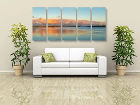 Quadri 5 pezzi – Lago e tramonto