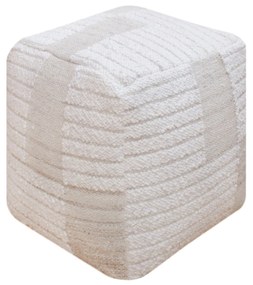 KURT - pouf in lana avorio con decoro 40 x 40