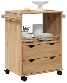 Carrello Da Cucina Otta 59x45x80 Cm İn Legno Massello Di Pino /