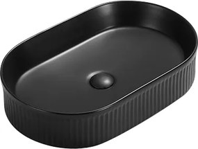 Mexen Grovo lavabo da appoggio scanalato 49 x 31 cm, nero opaco - 22304985