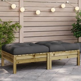 Poggiapiedi Giardino Con Cuscini 2pz Legno Impregnato Di Pino /