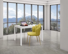 Tavolo RAVENNA in legno finitura rovere rustico e struttura in metallo bianco 110&#215;68 cm