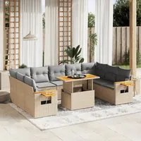 Set Divani da Giardino 11 pz con Cuscini Beige in Polyrattan 3273691