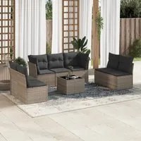 Set Divano da Giardino 8 pz con Cuscini Grigio in Polyrattancod mxl 87392