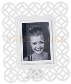 Portafoto di design zen piccolo bianco marmo in ferro e polimetilme...