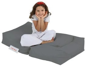 Pouf con poggiapiedi 65x40 cm grigio