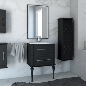 Mobile da bagno sotto lavabo BADEN HAUS Tiffany grafite laccato opaco L 60 x H 55 x P 46 cm 2 cassetti, lavabo non incluso
