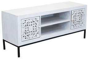 OHM - porta tv con decoro 2 ante 2 ripiani legno e ferro