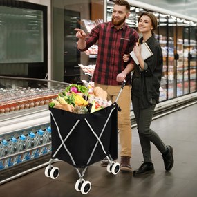 Costway Carrello pieghevole con ruote fodera in tessuto oxford rimovibile impermeabile, Carrello della spesa leggera