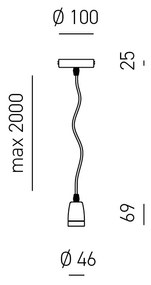 Sospensione Industrial Flip Metallo Bianco Satinato E Stoffa Bianca 1 Luce E27