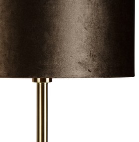 Lampada da terra ottone con paralume in velluto marrone 40 cm - Simplo