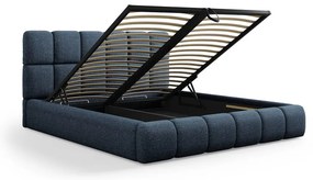 Letto matrimoniale imbottito blu scuro con contenitore con griglia 200x200 cm Bellis - Micadoni Home