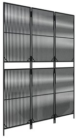 Divisorio per ambienti a 3 pannelli nero in polyrattan