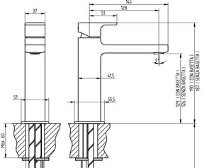 Miscelatore Lavabo Prolungato senza scarico Cromo Micheli Leva 5805/P/SNL Bellosta