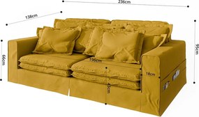 Divano giallo 236 cm Nora – Ropez