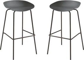 Sgabello in polipropilene Grigio Scuro con struttura in metallo - AGE 2 pezzi