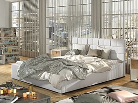 Letto matrimoniale con box contenitore Canada - 180 x 200 cm , Ecopelle bianco