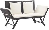 Panca da Giardino con Cuscini Nera 176 cm in Polyrattan 317181