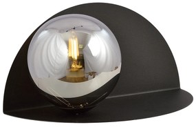 Applique 1 Luce Indiretta Agni Con Base In Acciaio Nero E Vetro Fumè