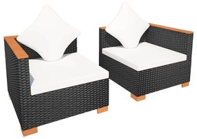 Divano da giardino in polyrattan nero