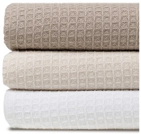 Copriletto crema in cotone riciclato 260x280 cm Honeycomb - Ixia