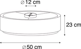 Plafoniera moderna nera con bianco 50 cm 3 luci - Drum Duo