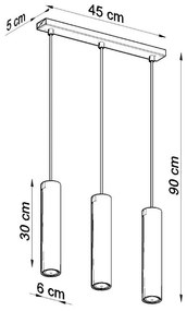 Lampada a Sospensione 3xGU10 in Acciaio LAGOS 3L