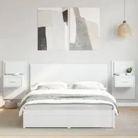 Testiera per Letto con Comodini Bianco 160 cm Legno Multistrato 3295338