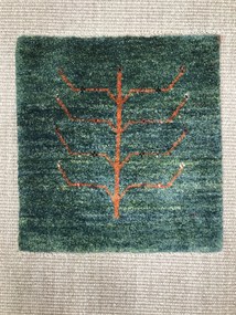 Gabbeh Tappeto 40 x 40 Verde (Iran) Annodato A Mano