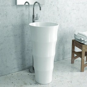 Kamalu - Lavabo da terra freestanding design cilindrico bianco | Litos-L42