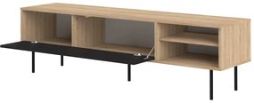 Tavolo TV in rovere decorato in nero-naturale 165x40 cm Ampère - TemaHome