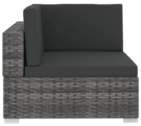 Set divani da giardino 4 pz con cuscini in polyrattan grigio