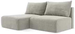 Divano angolare grigio chiaro allungabile/con contenitore (con penisola a sinistra) Kalena – Makamii