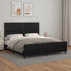 Giroletto Con Testiera Nero 160x200 Cm İn Similpelle /