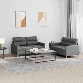 Set Di Divani 2 Pz Con Cuscini Grigio Scuro İn Tessuto /