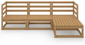 Set divani da giardino 4 pz miele in legno massello di pino