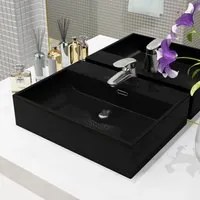 Lavandino con Foro Rubinetto in Ceramica Nero 51,5x38,5x15 cm 142741