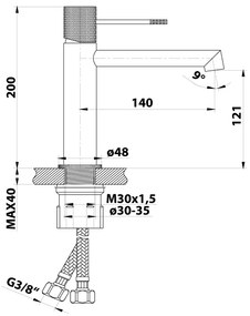 Sapho - Miscelatore per lavabo SOLARIS 20 cm nero opaco