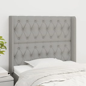 Testiera Ad Orecchio Grigio Chiaro 93x16x118/128 Cm İn Tessuto /