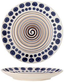 Piatto in gres bianco-blu scuro ø 27 cm Shama - Bloomingville