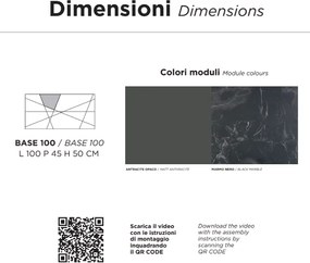 Mobile da bagno sospeso moderno base 100 CRIZIA con lavabo, ANTRACITE OPACO