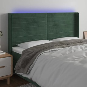 Testiera A Led Verde Scuro 203x16x118/128 Cm İn Velluto /