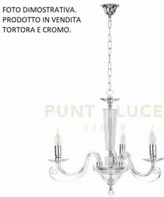 Lampadario cherubini 3 luci tortora e cromo attacco e14 d.60cm