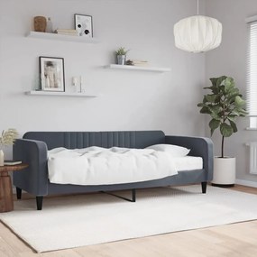 Divano Letto Con Materasso Grigio Scuro 90x200 Cm İn Velluto /