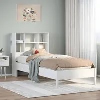 Letto Libreria senza Materasso Bianco 100x200 cm Legno di Pino 3322877