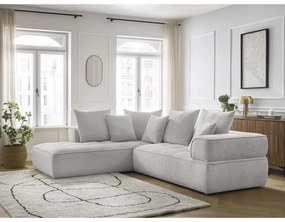 Divano angolare grigio chiaro (penisola a sinistra/a L) con rivestimento in ciniglia Whesley – Bobochic Paris